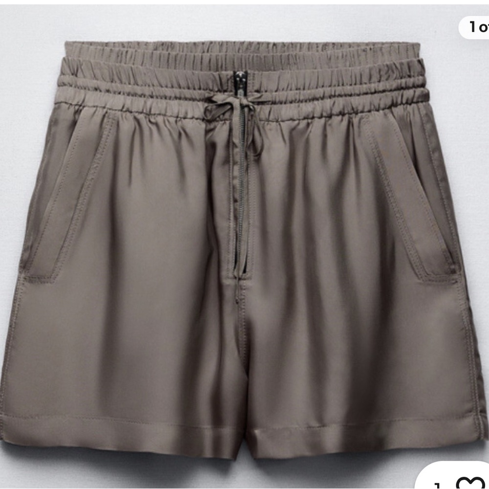 Zara Tan Athletic Shorts with Elastic Waistband